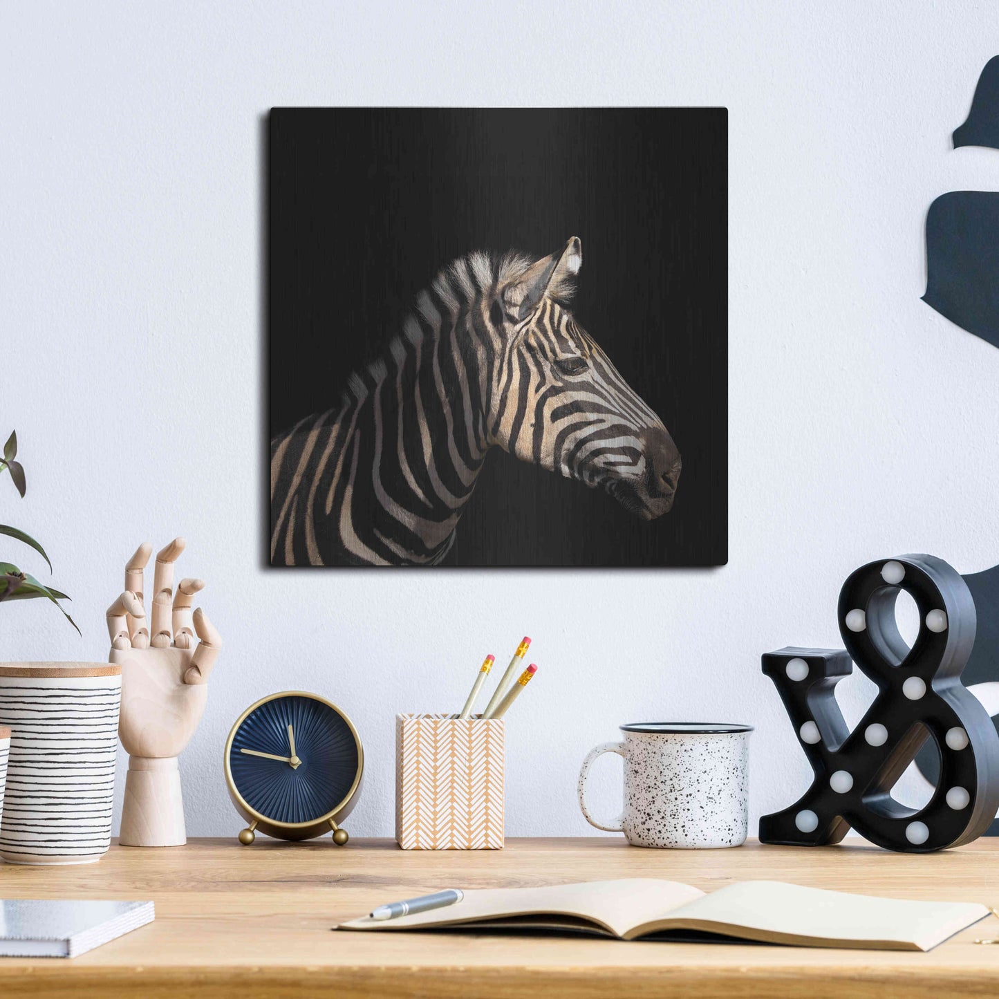 Luxe Metal Art 'Zebra' by Epic Portfolio Metal Wall Art,12x12