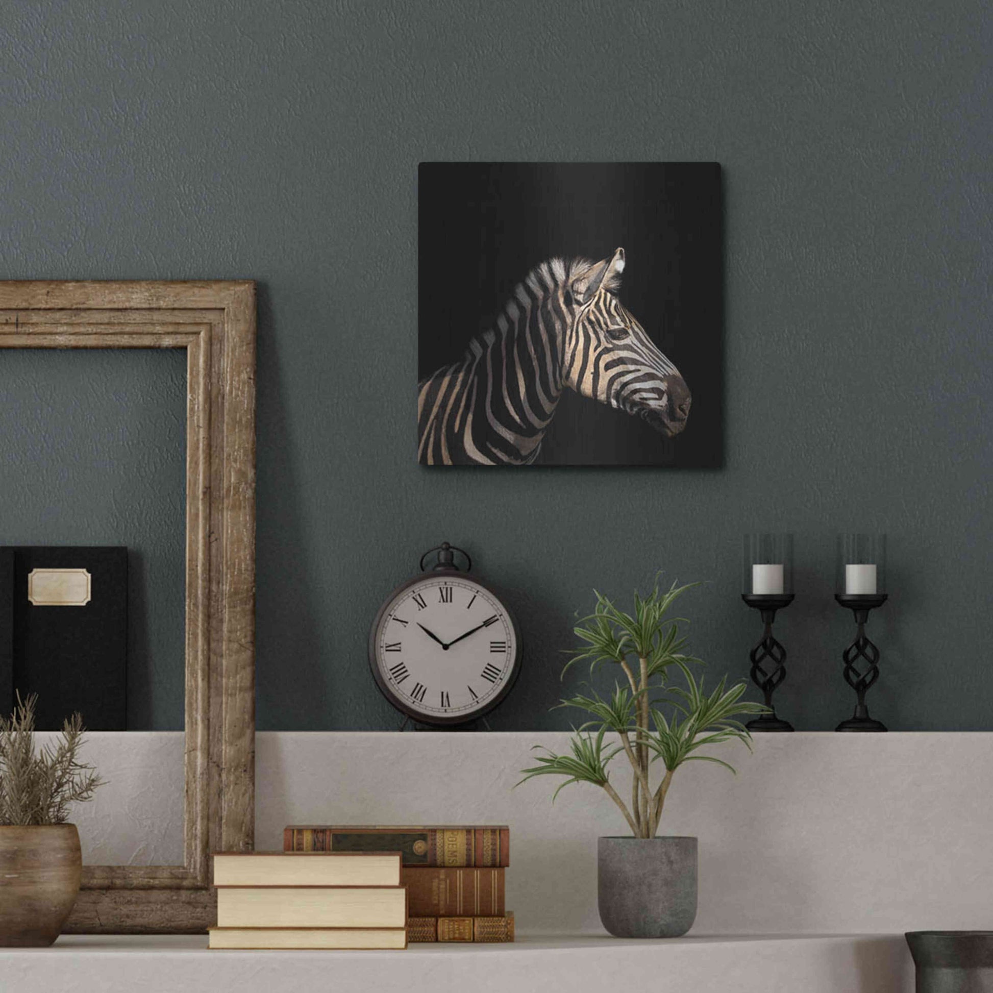 Luxe Metal Art 'Zebra' by Epic Portfolio Metal Wall Art,12x12