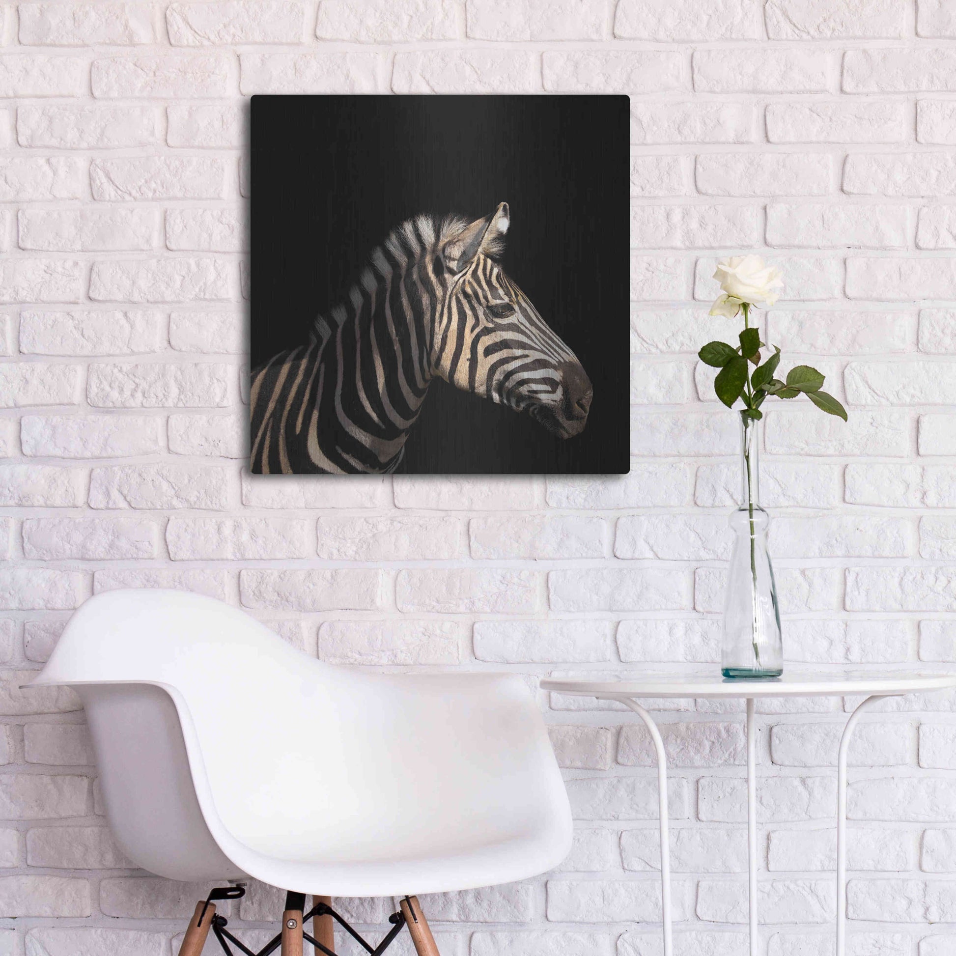 Luxe Metal Art 'Zebra' by Epic Portfolio Metal Wall Art,24x24