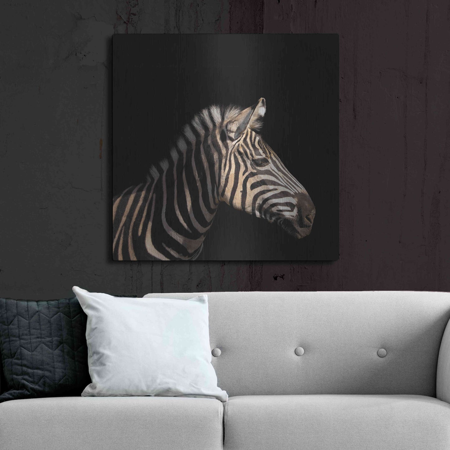 Luxe Metal Art 'Zebra' by Epic Portfolio Metal Wall Art,36x36
