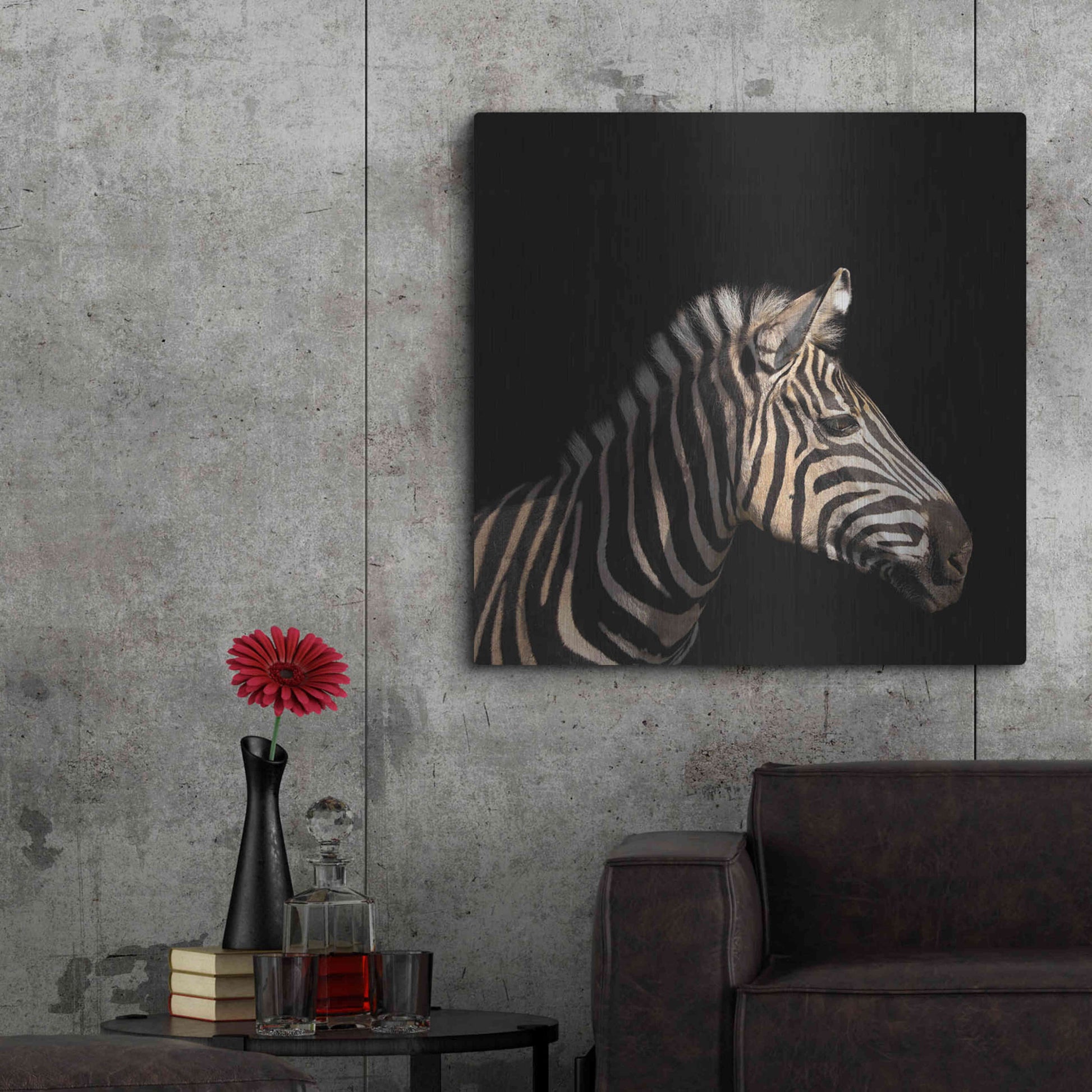 Luxe Metal Art 'Zebra' by Epic Portfolio Metal Wall Art,36x36