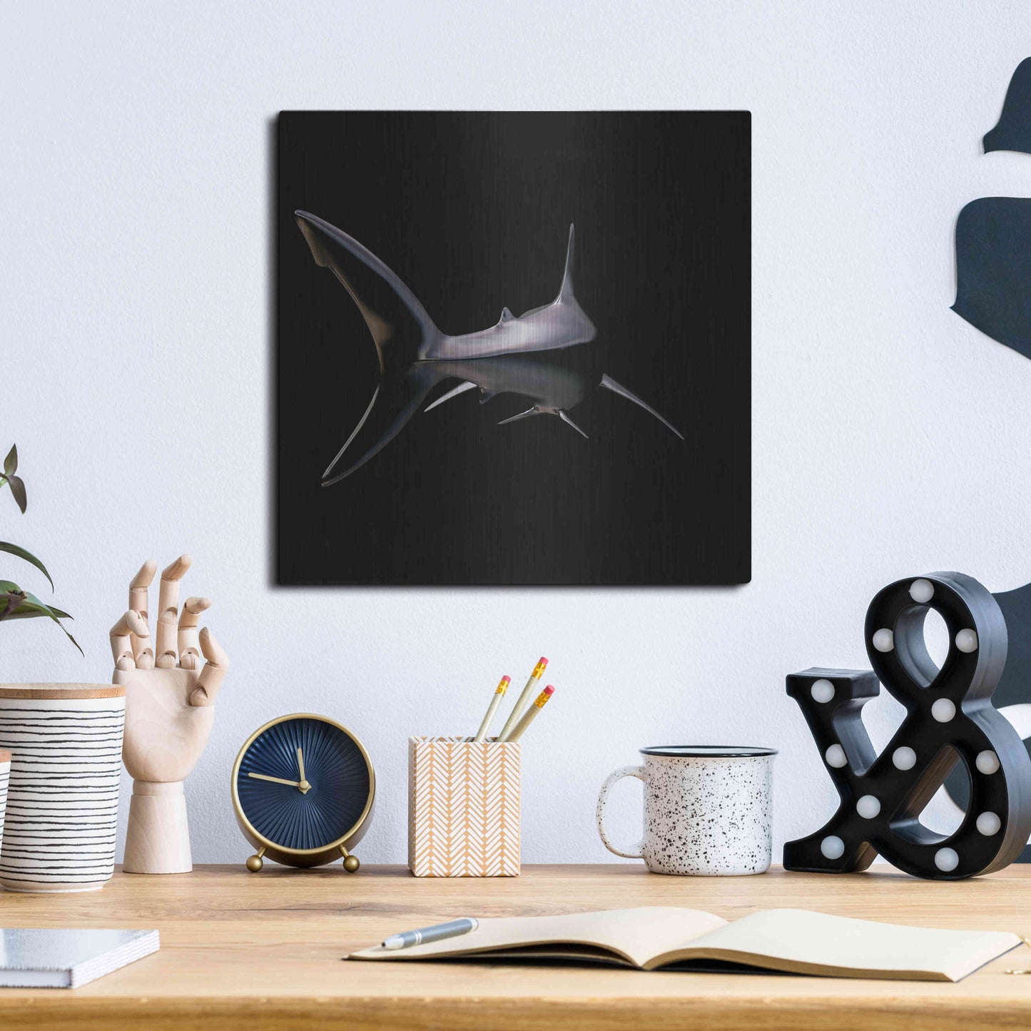 Luxe Metal Art 'Jaws' by Epic Portfolio, Metal Wall Art,12x12