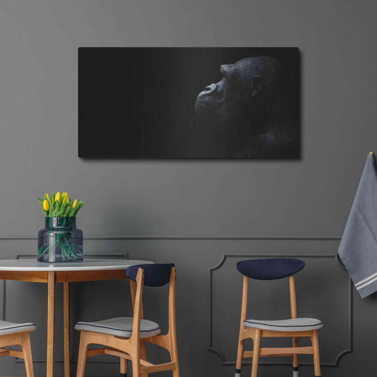 'Thinking Of Bored Apes' by Luxe Metal Portfolio – Metal Wall Art, 48x24 room view