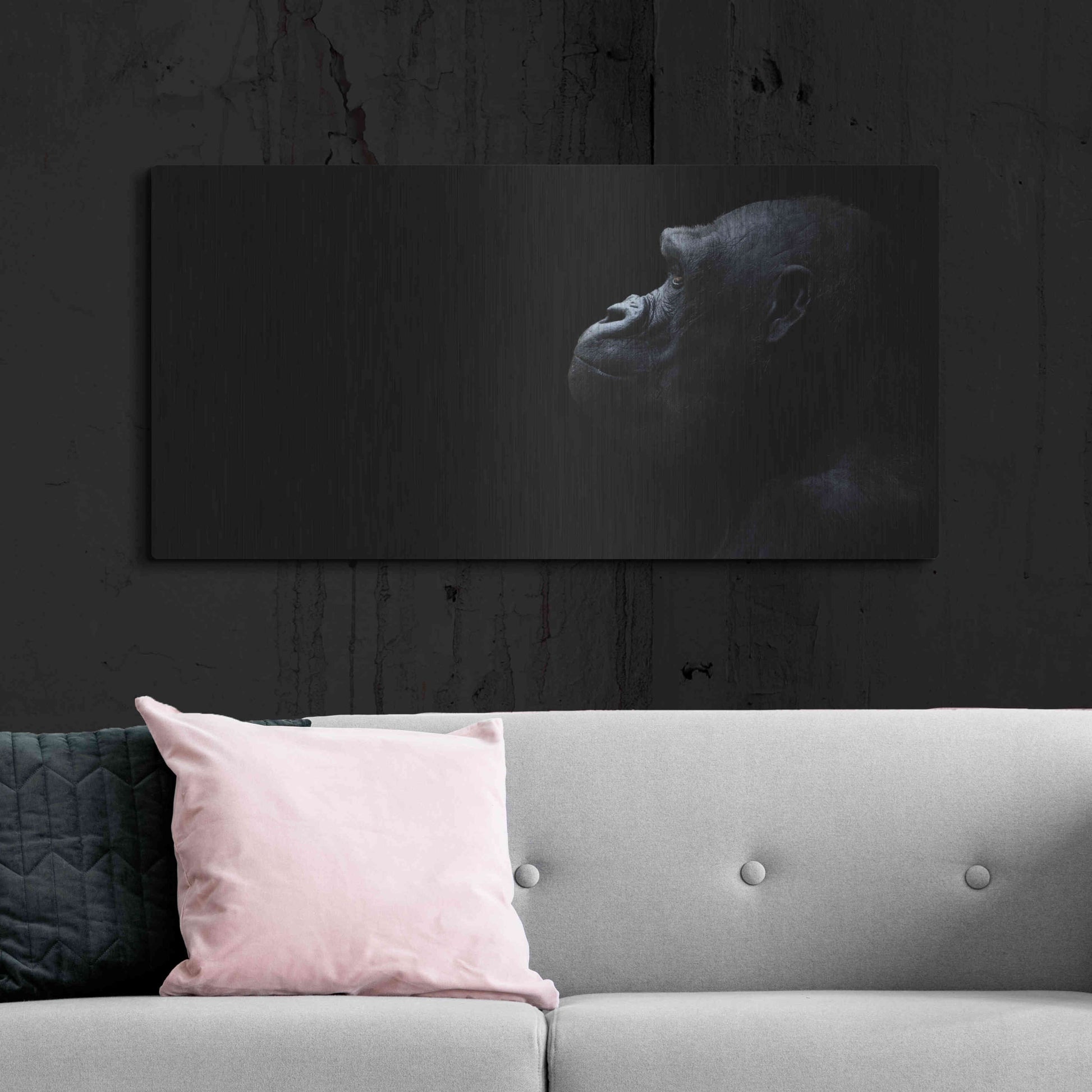 Luxe Metal Art 'Thinking Of Bored Apes' by Epic Portfolio, Metal Wall Art,48x24