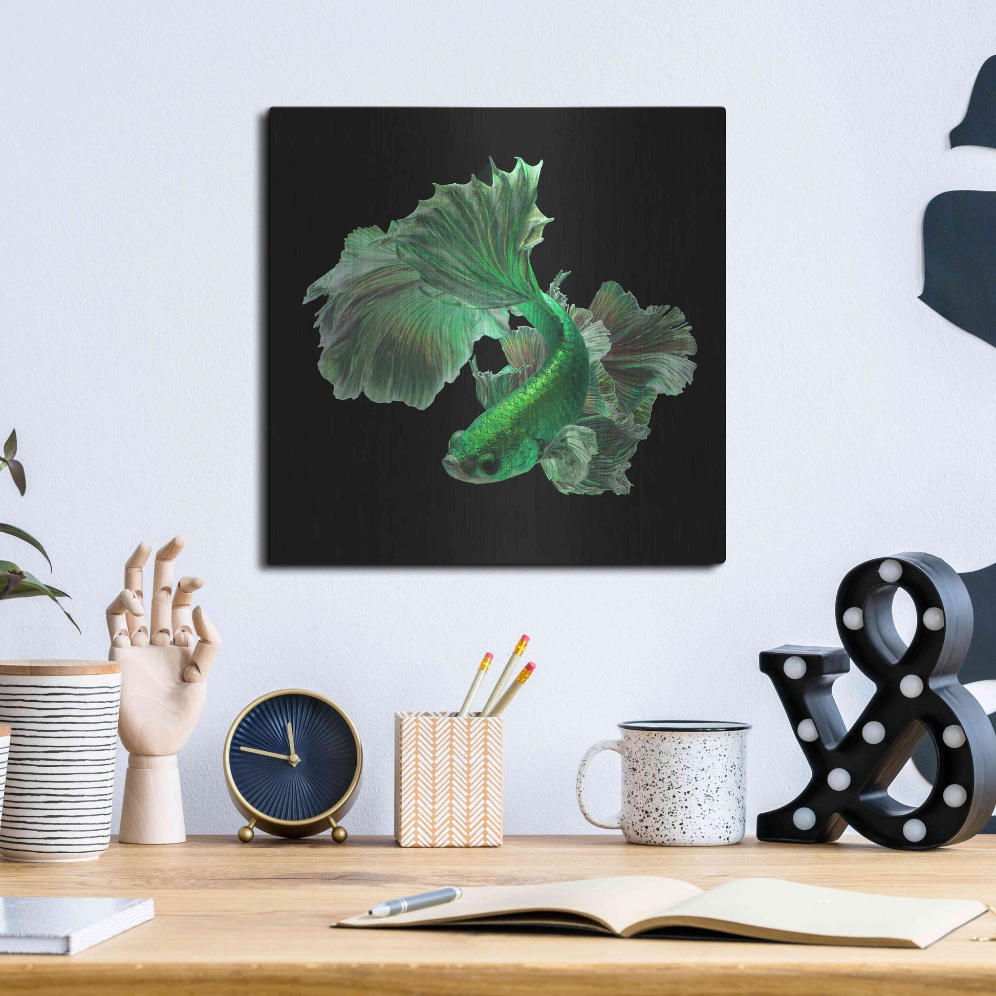 Luxe Metal Art 'Emerald Fighter' by Epic Portfolio, Metal Wall Art,12x12