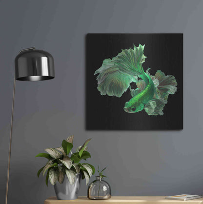 Luxe Metal Art 'Emerald Fighter' by Epic Portfolio, Metal Wall Art,24x24