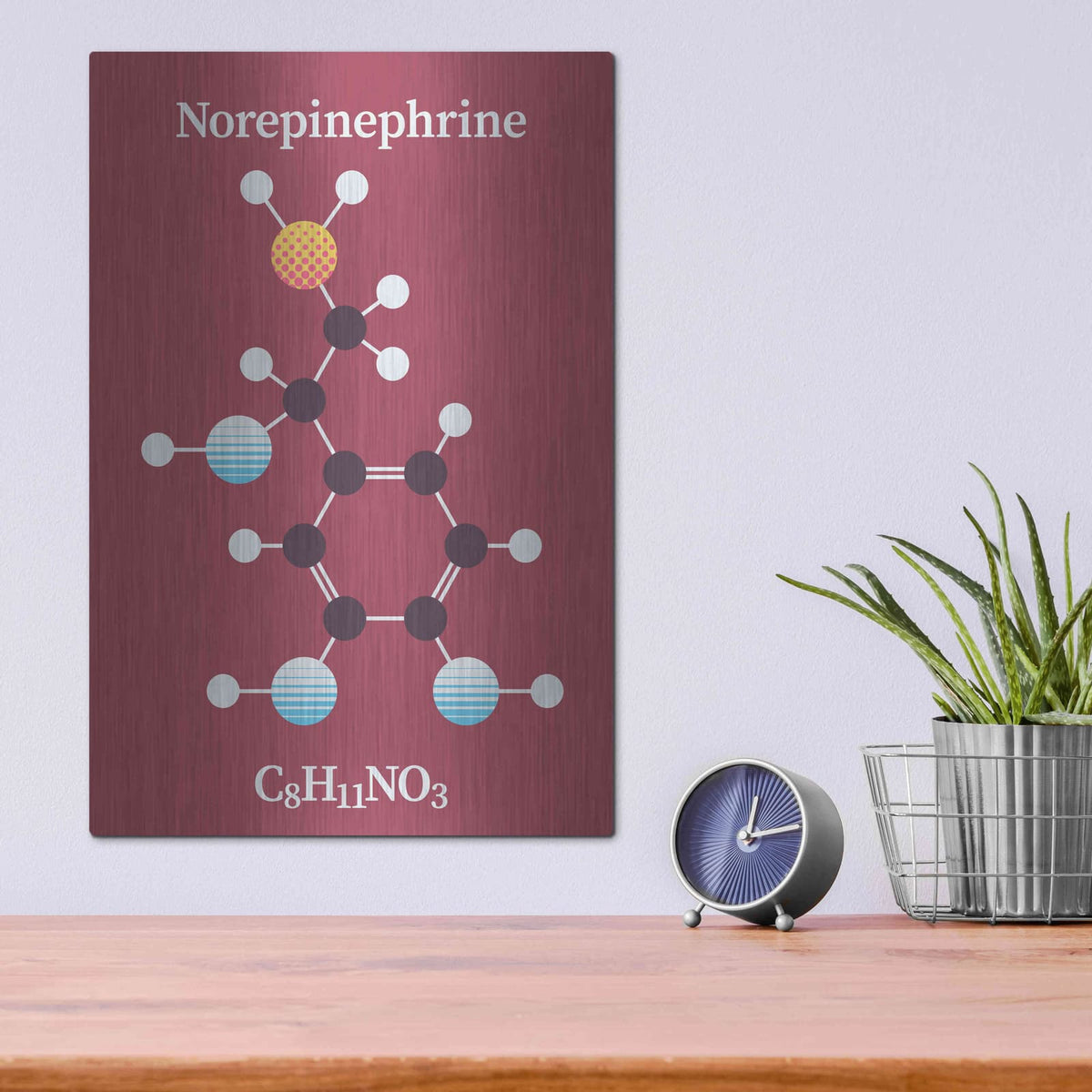 'Norepinephrine Molecule 2' by Maxim – Metal Wall Art, 12x16 room view