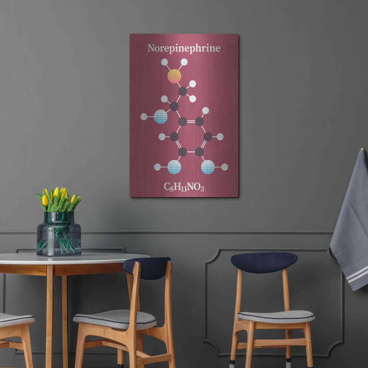 'Norepinephrine Molecule 2' by Maxim – Metal Wall Art, 24x36 room view
