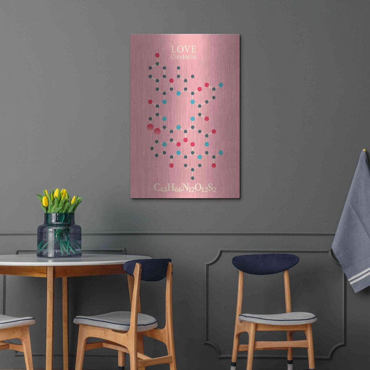 'Oxytocin Molecule 2' by Maxim – Metal Wall Art, 24x36 room view