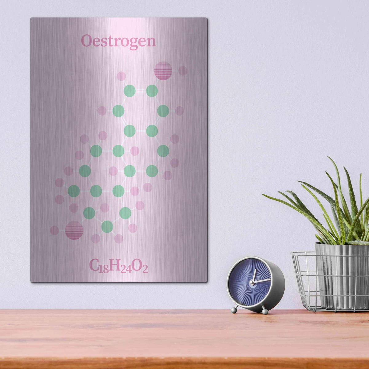 'Oestrogen Molecule 2' by Maxim – Metal Wall Art, 12x16 room view