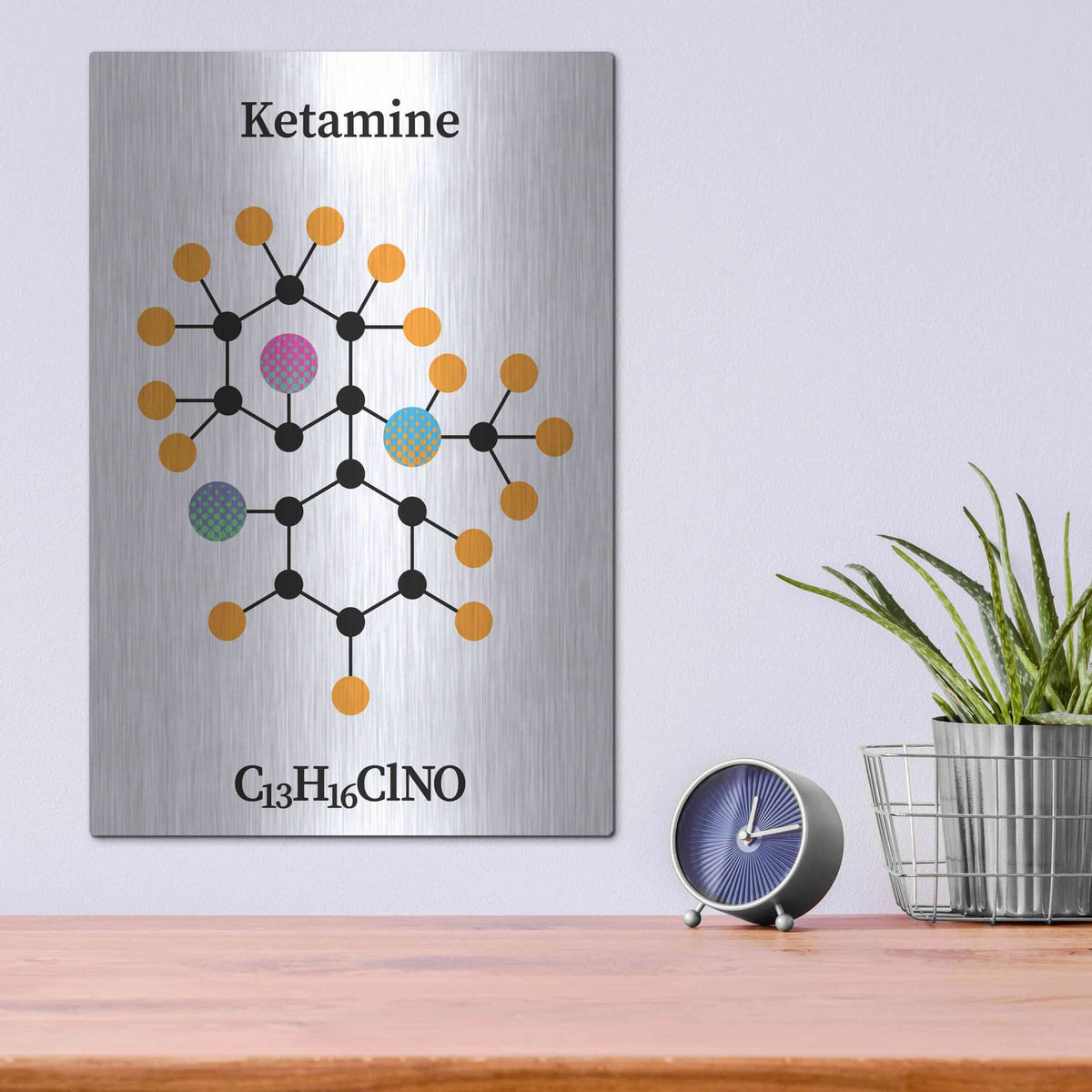 'Ketamine Molecule' by Maxim – Metal Wall Art, 12x16 room view