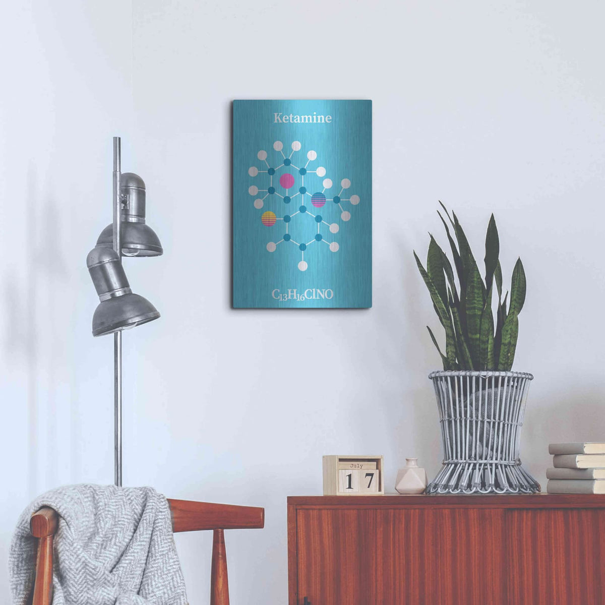'Ketamine Molecule 2' by Maxim – Metal Wall Art, 16x24 room view