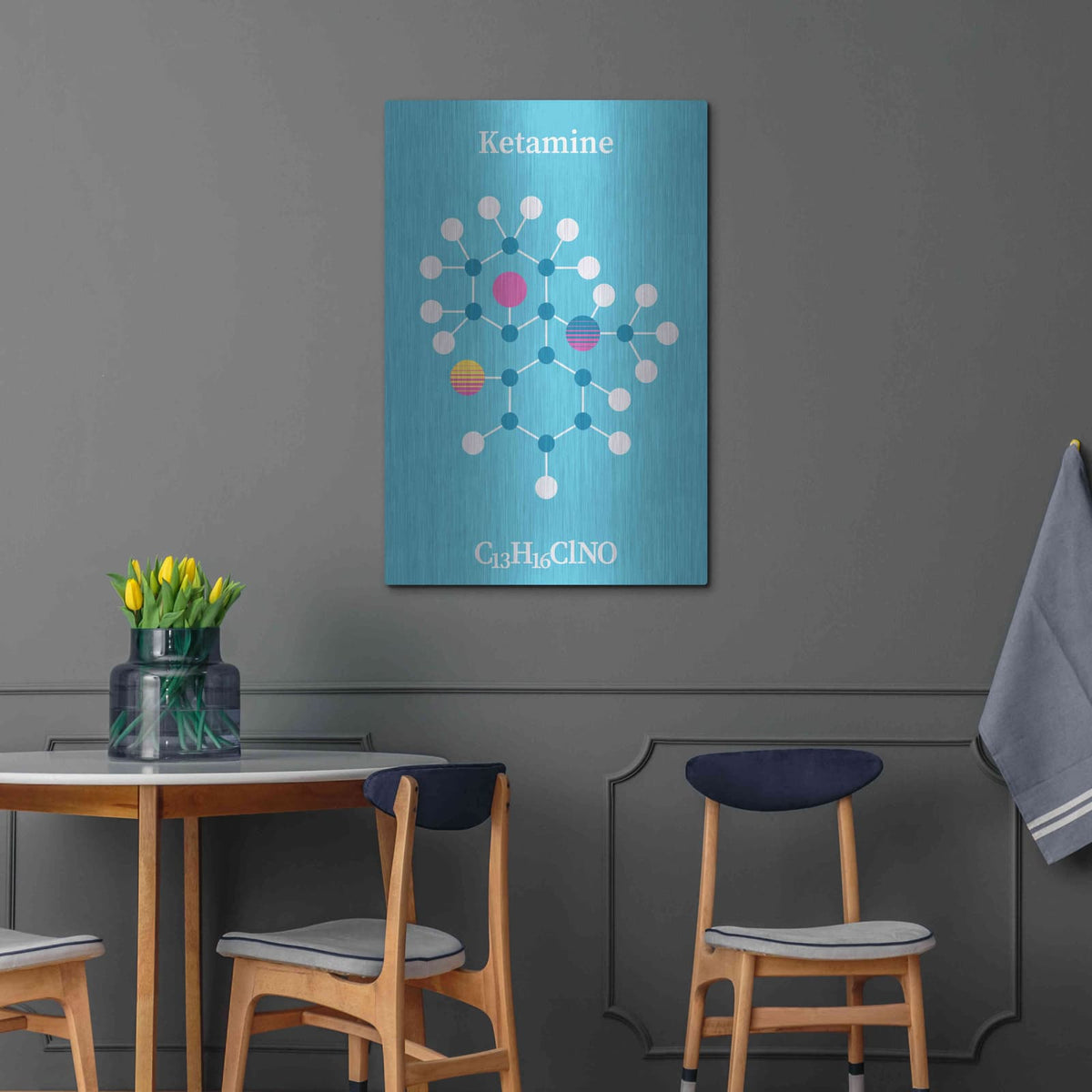 'Ketamine Molecule 2' by Maxim – Metal Wall Art, 24x36 room view