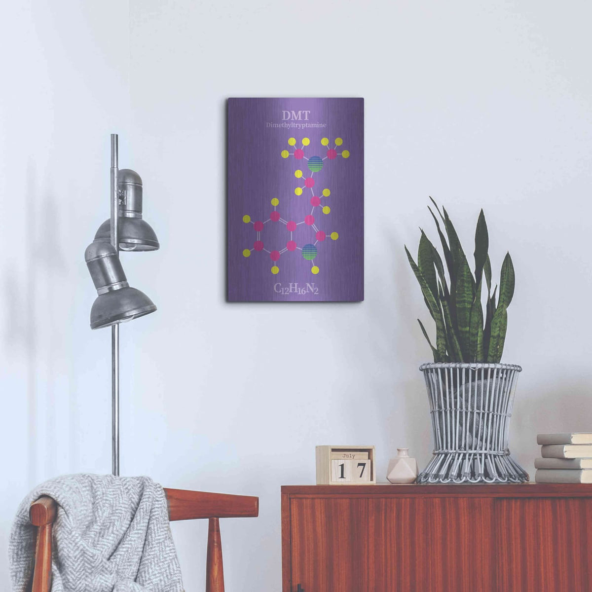 'DMT Molecule' by Maxim – Metal Wall Art, 16x24 room view