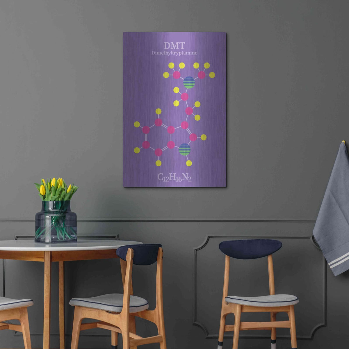 'DMT Molecule' by Maxim – Metal Wall Art, 24x36 room view