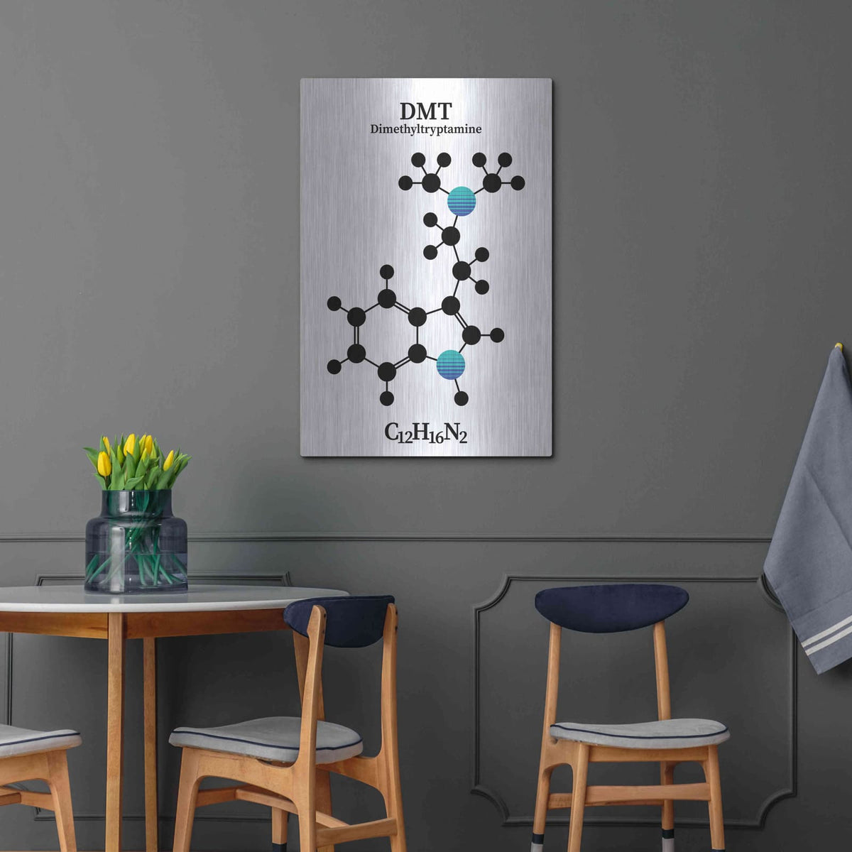 'DMT Molecule 2' by Maxim – Metal Wall Art, 24x36 room view