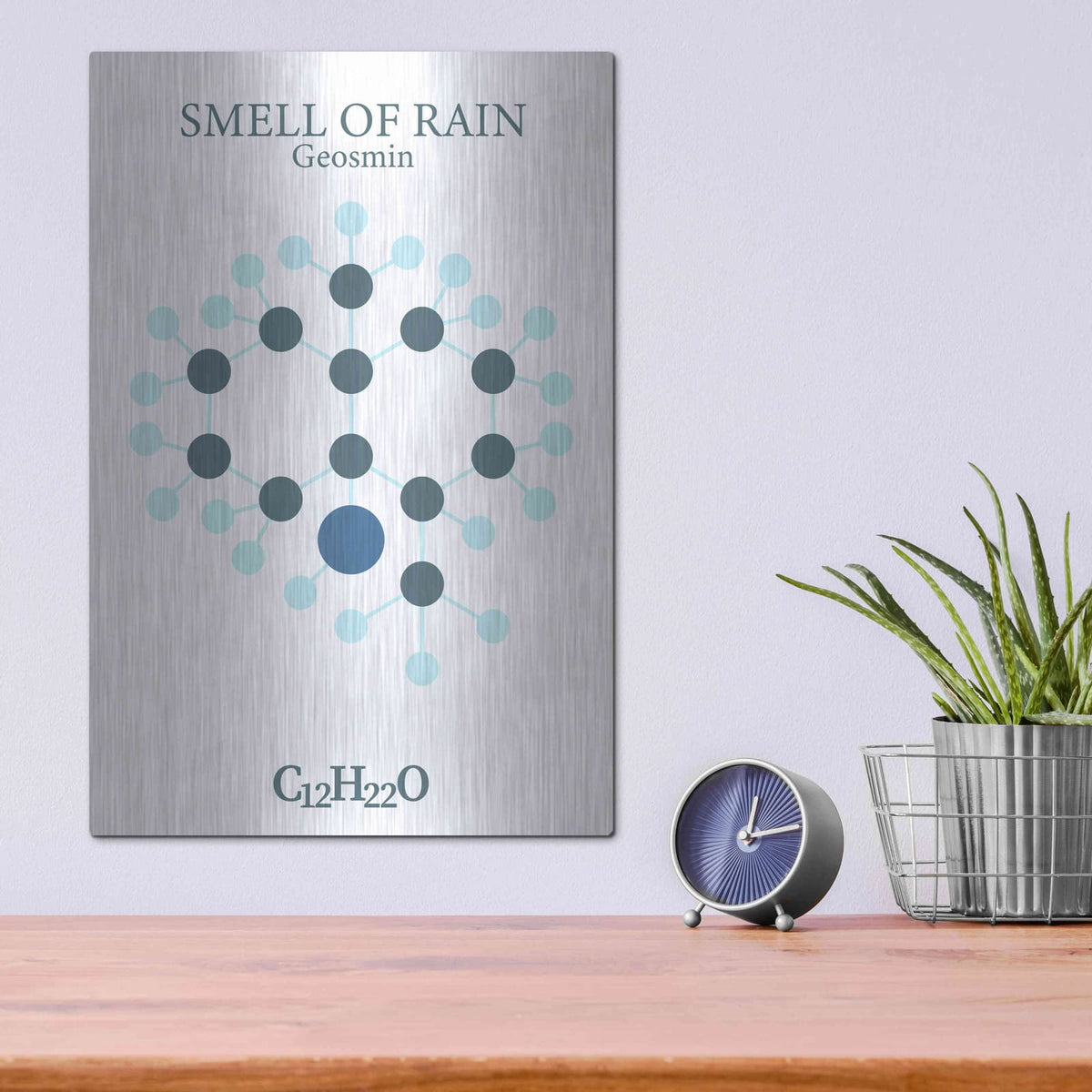 'Smell Of Rain Molecule' by Maxim – Metal Wall Art, 12x16 room view
