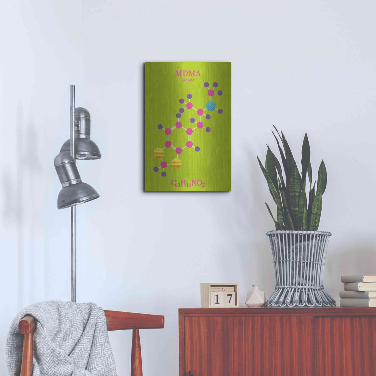 'MDMA Molecule 2' by Maxim – Metal Wall Art, 16x24 room view