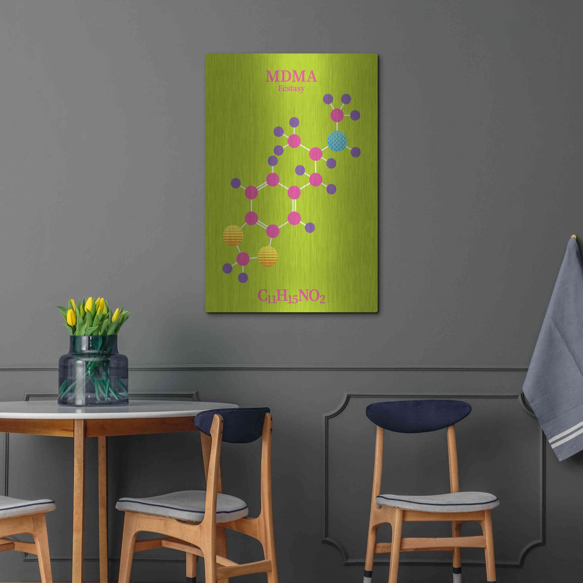 'MDMA Molecule 2' by Maxim – Metal Wall Art, 24x36 room view