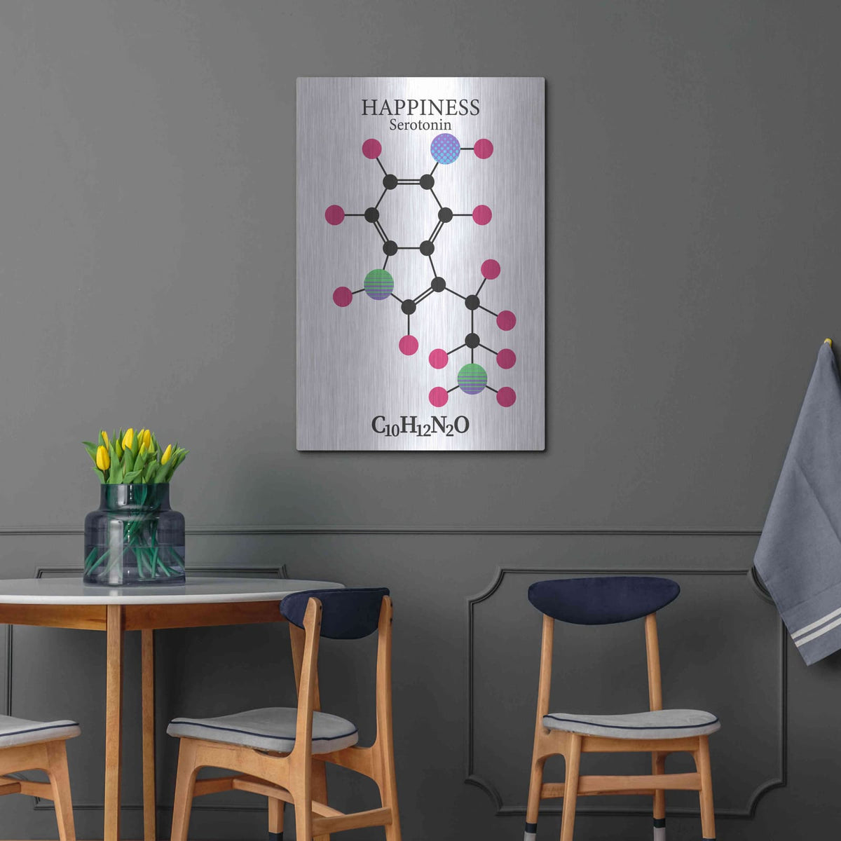'Serotonin Molecule' by Maxim – Metal Wall Art, 24x36 room view
