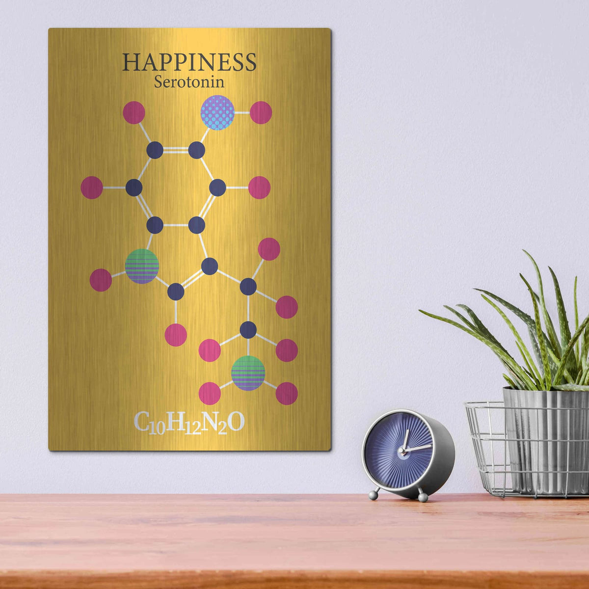 'Serotonin Molecule 2' by Maxim – Metal Wall Art, 12x16 room view