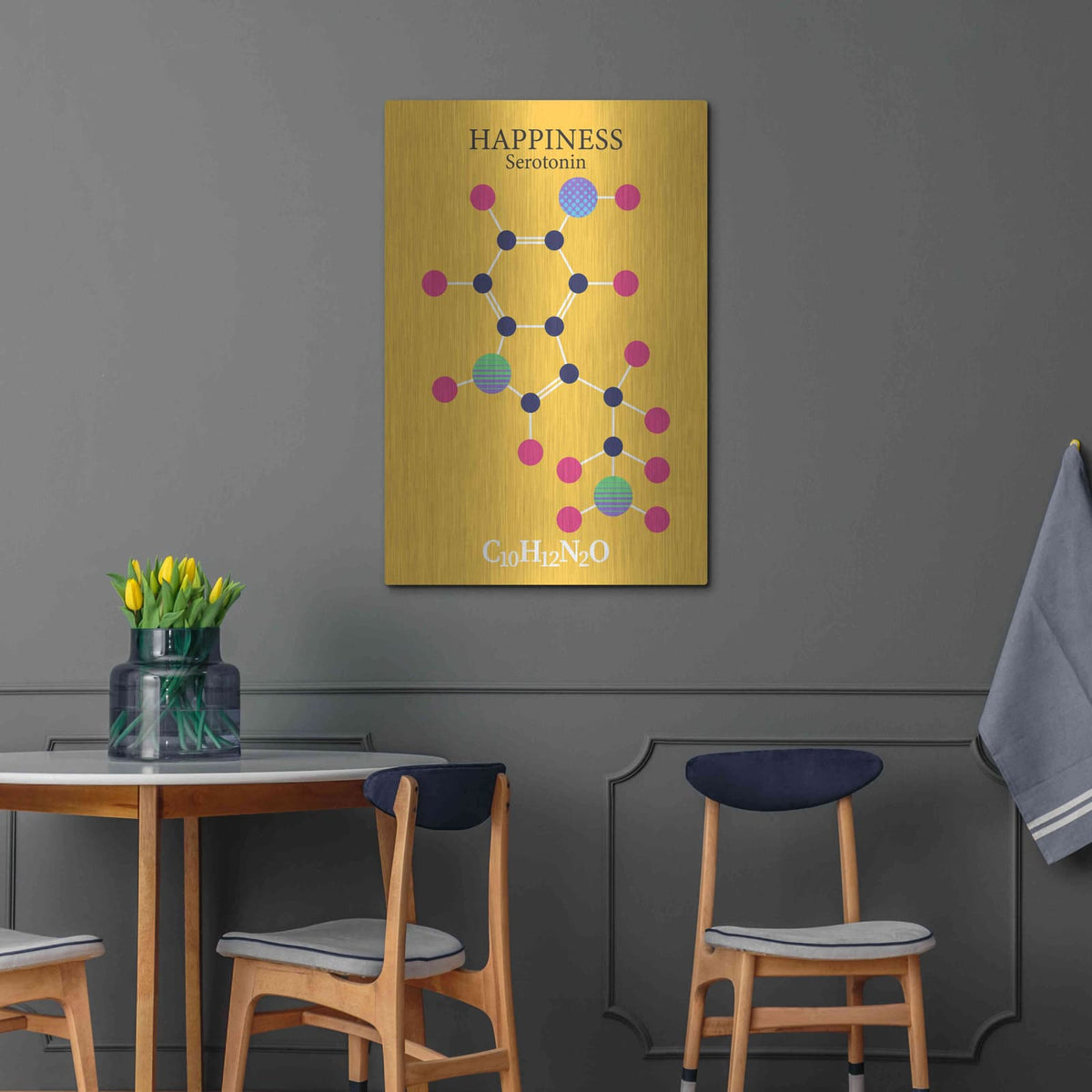 'Serotonin Molecule 2' by Maxim – Metal Wall Art, 24x36 room view
