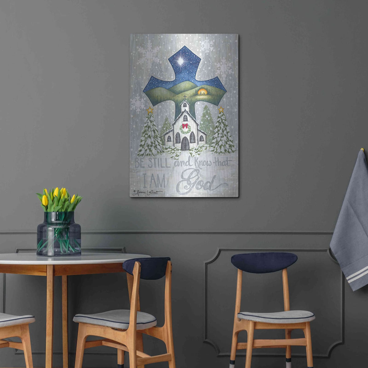 'Christmas Cross' by Annie LaPoint – Metal Wall Art, 24x36 room view