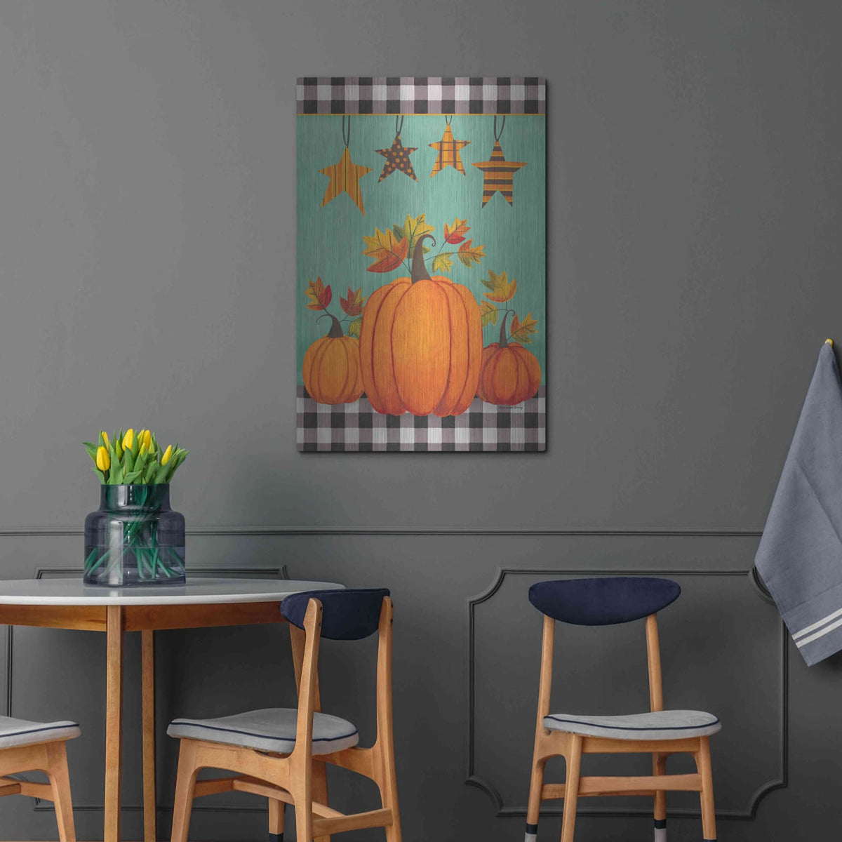 'Pumpkins & Stars' by Bernadette Deming – Metal Wall Art, 24x36 room view