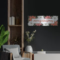'Merry Christmas Poinsettias' by Cindy Jacobs – Metal Wall Art, 36x12 room view