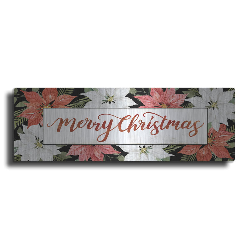 'Merry Christmas Poinsettias' by Cindy Jacobs – Metal Wall Art