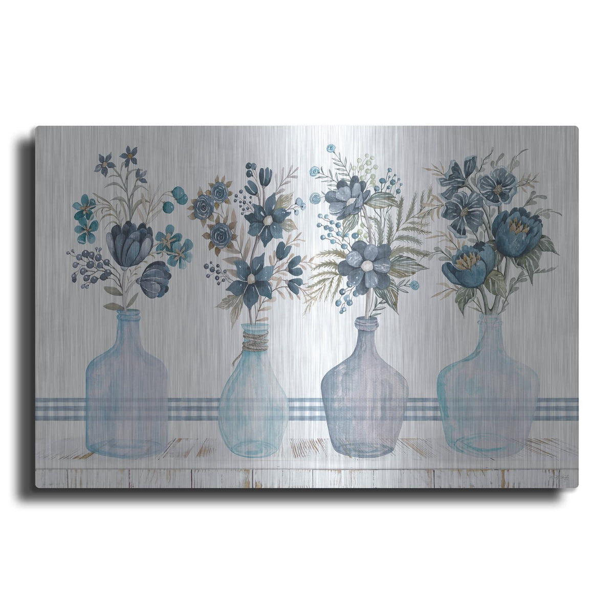 'Feeling Blue Florals' by Cindy Jacobs – Metal Wall Art