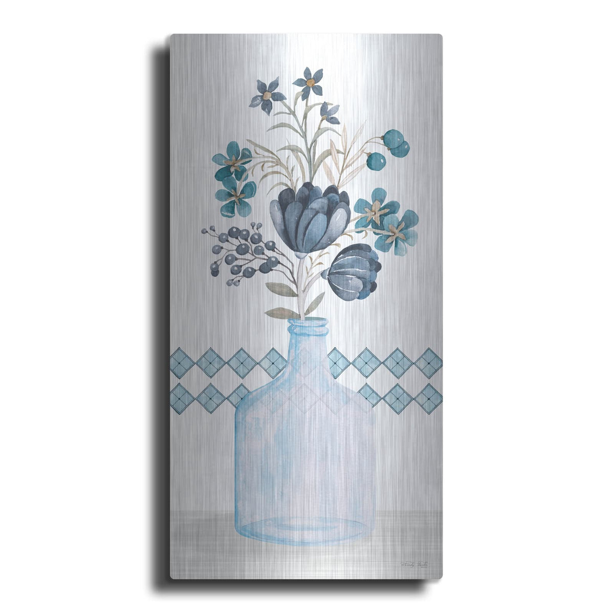 'Blue Mums' by Cindy Jacobs – Metal Wall Art