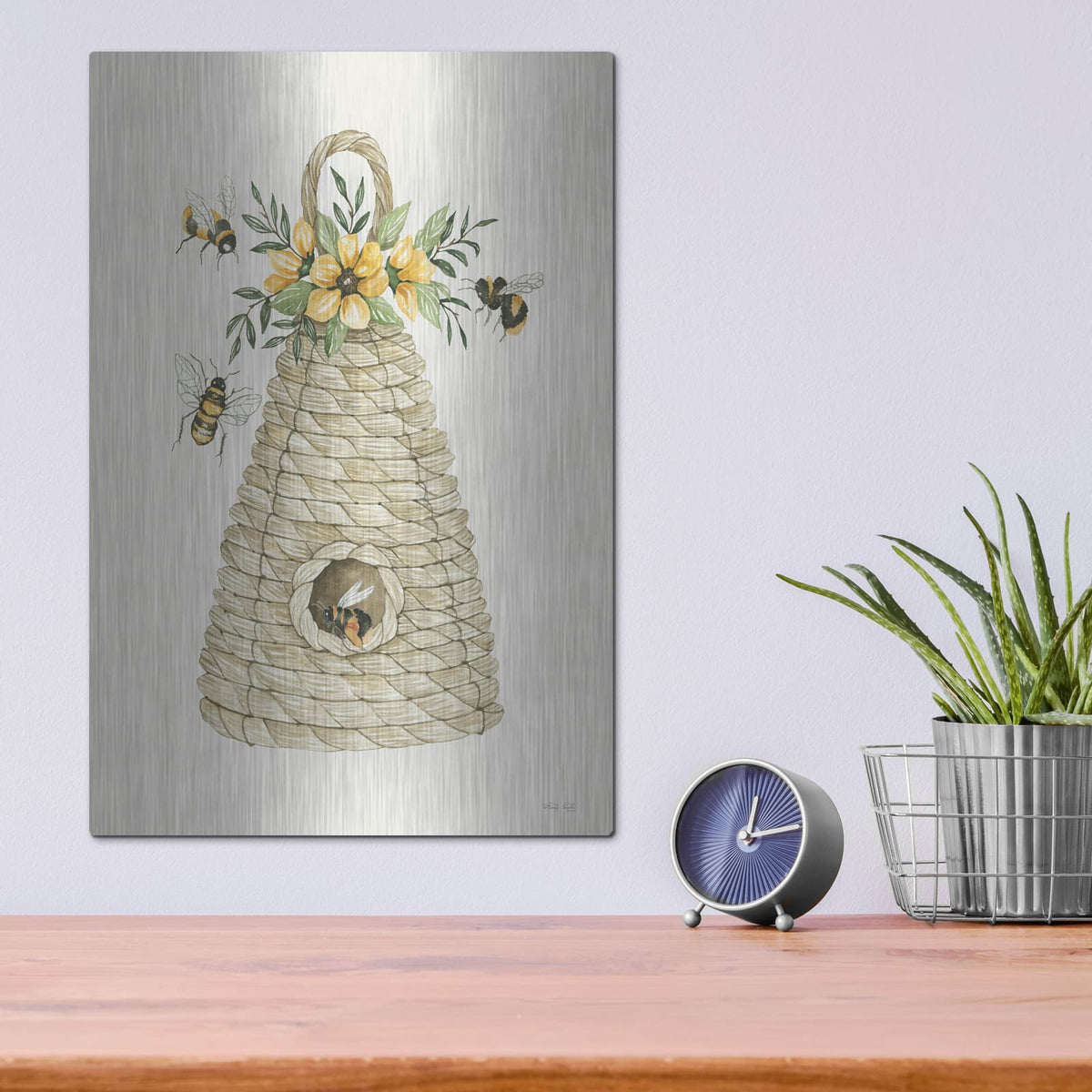 'Bee Hive Home' by Cindy Jacobs – Metal Wall Art, 12x16 room view