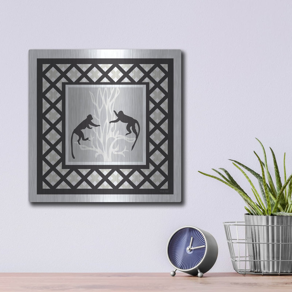'Monkey Mischief' by Cindy Jacobs – Metal Wall Art, 12x12 room view
