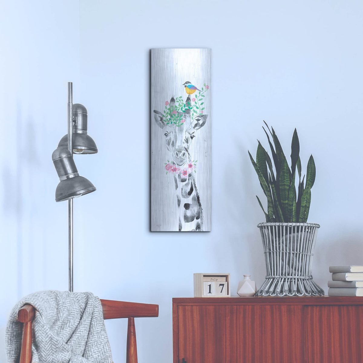 'Sparkle the Giraffe' by Diane Fifer – Metal Wall Art, 12x36 room view