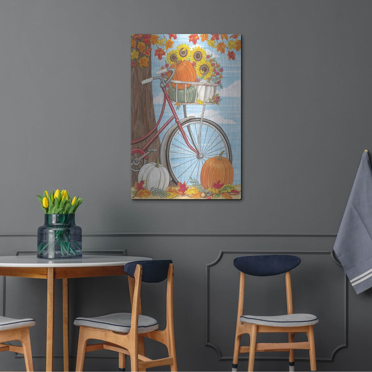 'Fall Bicycle' by Deb Strain – Metal Wall Art, 24x36 room view