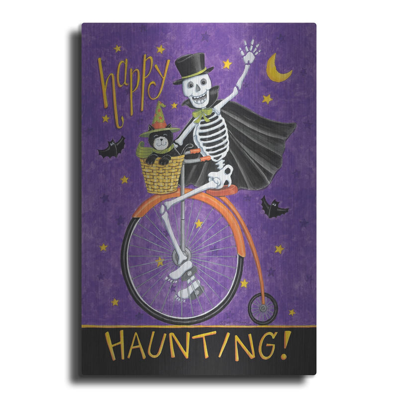 'Skelton on Bicycle' by Deb Strain – Metal Wall Art