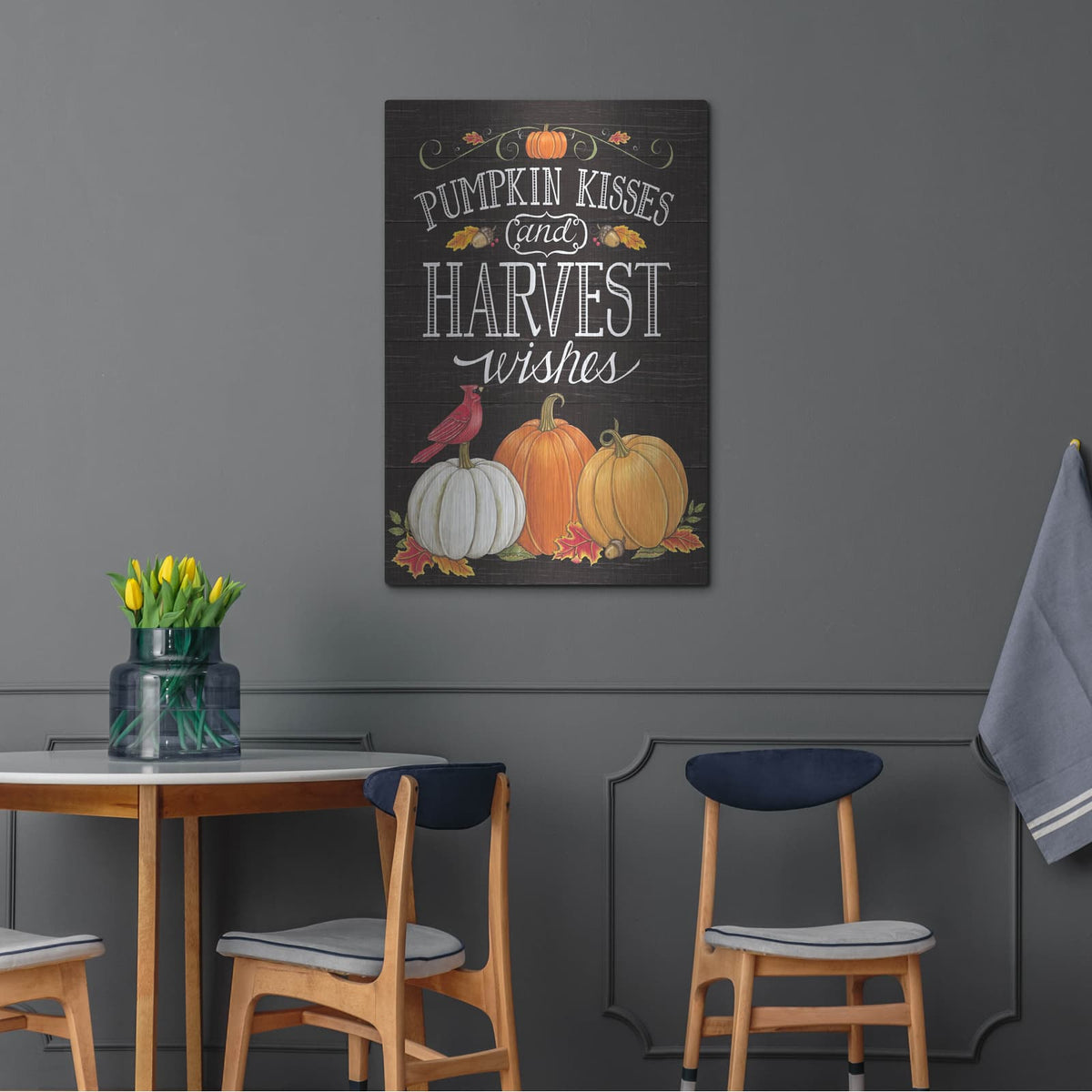 'Pumpkin Kisses & Harvest Wishes' by Deb Strain – Metal Wall Art, 24x36 room view