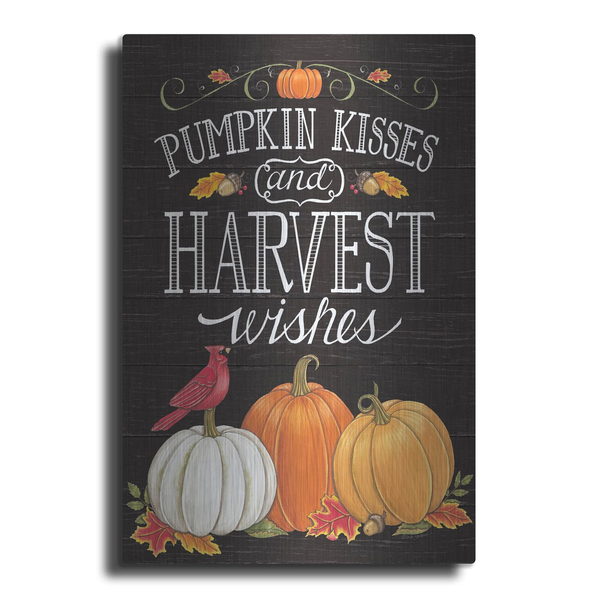 'Pumpkin Kisses & Harvest Wishes' by Deb Strain – Metal Wall Art