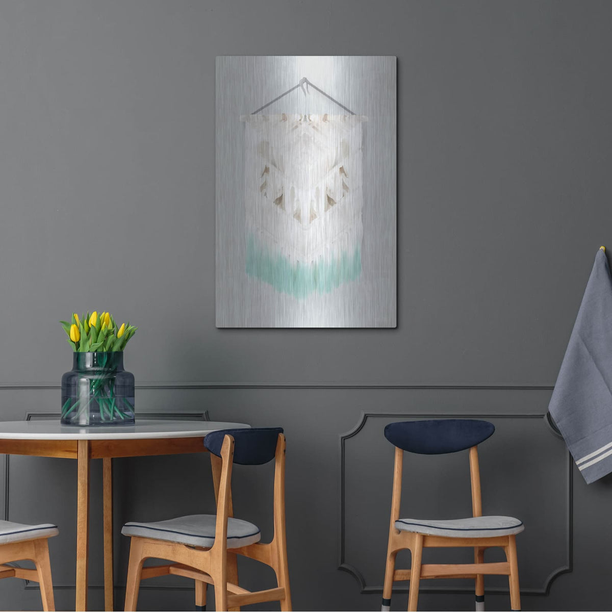 'Aqua Bohemian Macrame' by House Fenway – Metal Wall Art, 24x36 room view