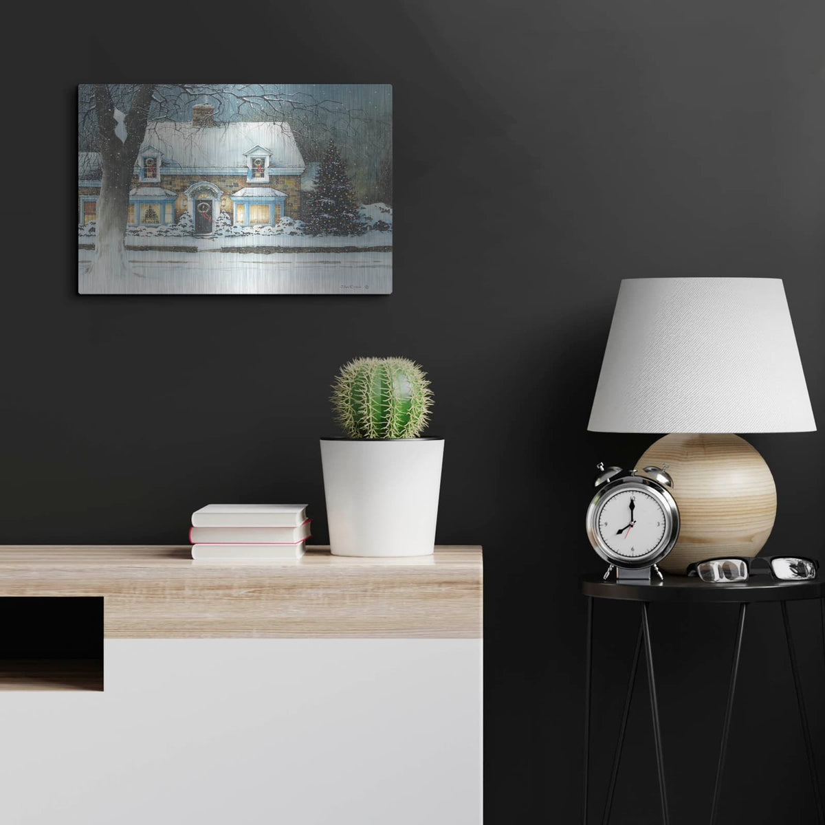 'Snow Softly Falling' by John Rossini – Metal Wall Art, 24x16 room view