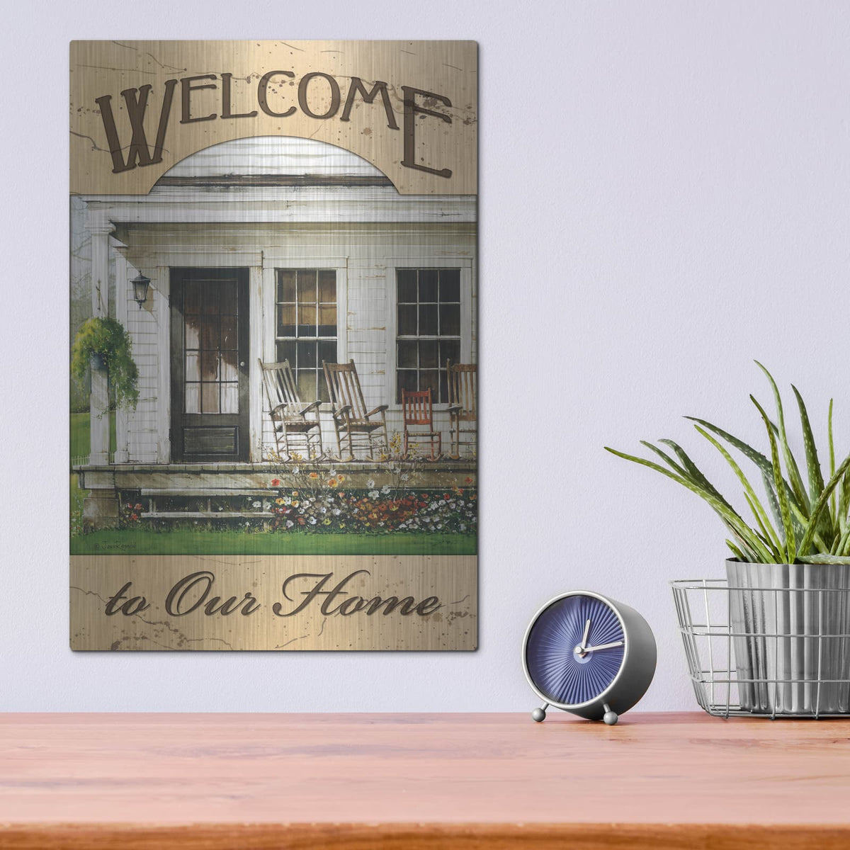 'Welcome to Our Home' by John Rossini – Metal Wall Art, 12x16 room view