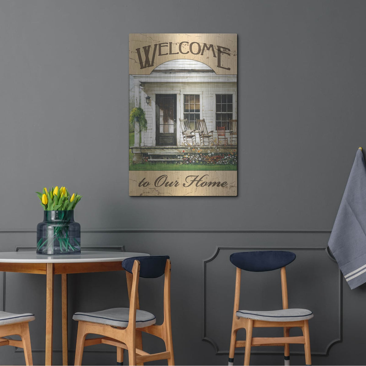 'Welcome to Our Home' by John Rossini – Metal Wall Art, 24x36 room view