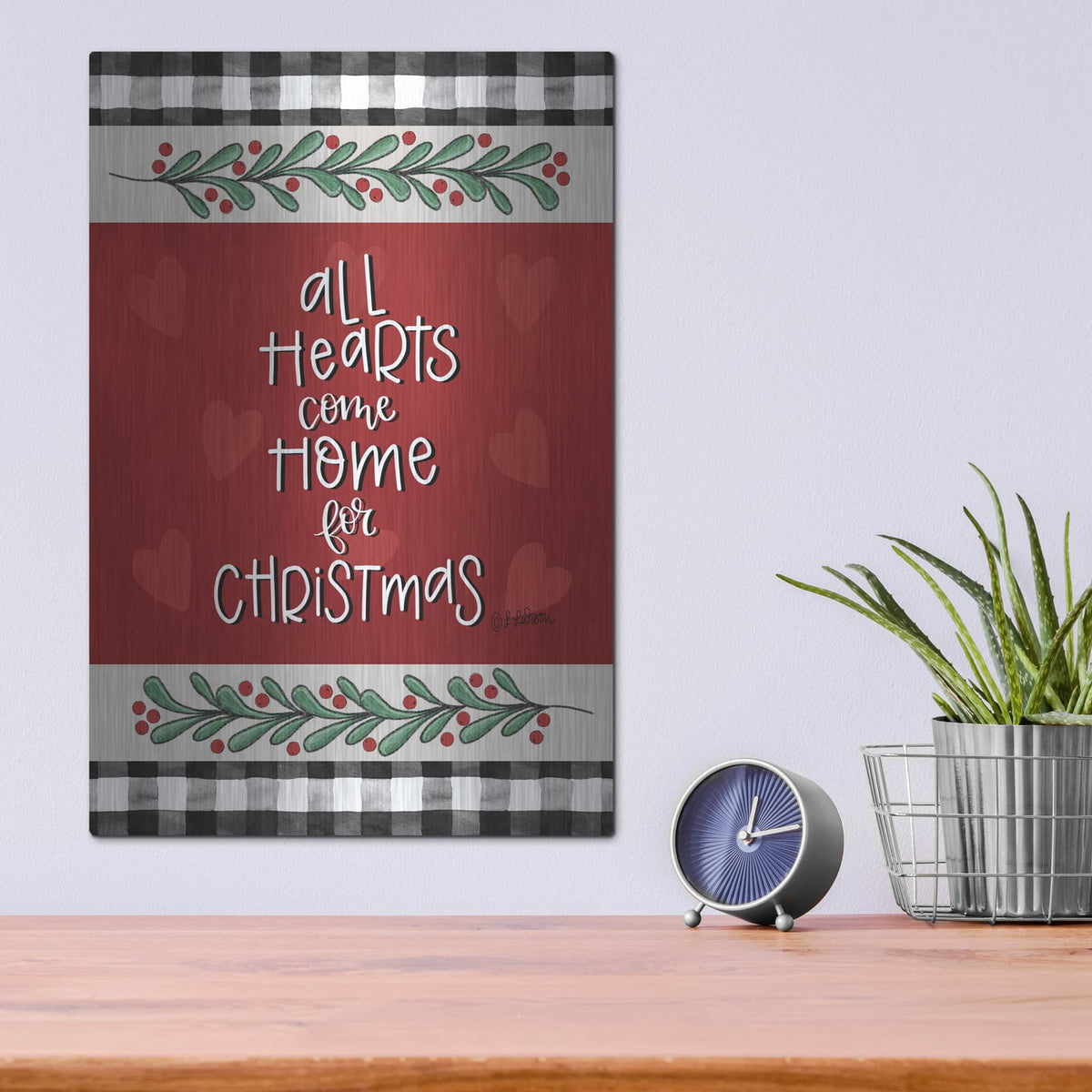 'All Hearts Come Home at Christmas' by Lisa Larson – Metal Wall Art, 12x16 room view