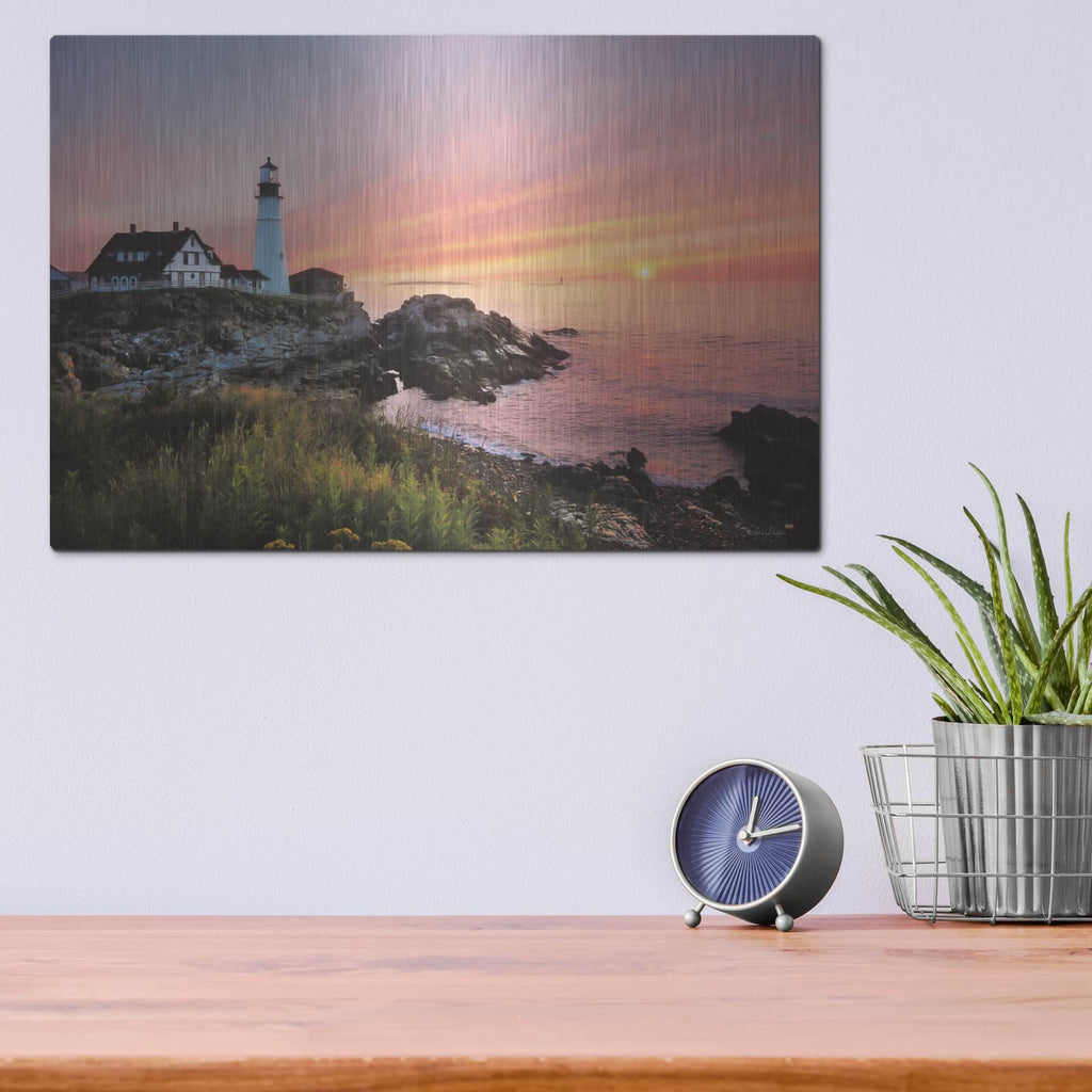 'Sunrise at Portland Head' by Lori Deiter – Metal Wall Art, 16x12 room view