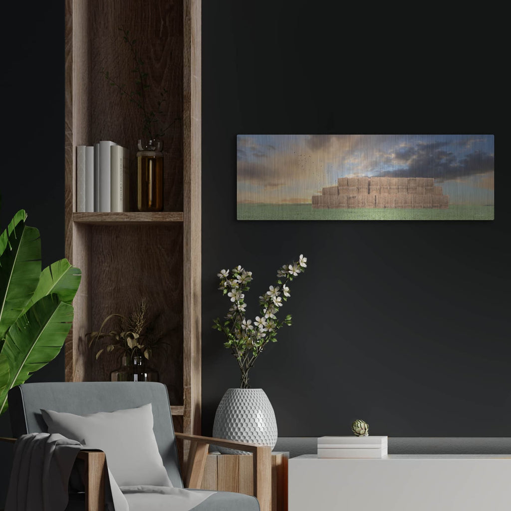 'Haystack Harvest' by Lori Deiter – Metal Wall Art, 36x12 room view