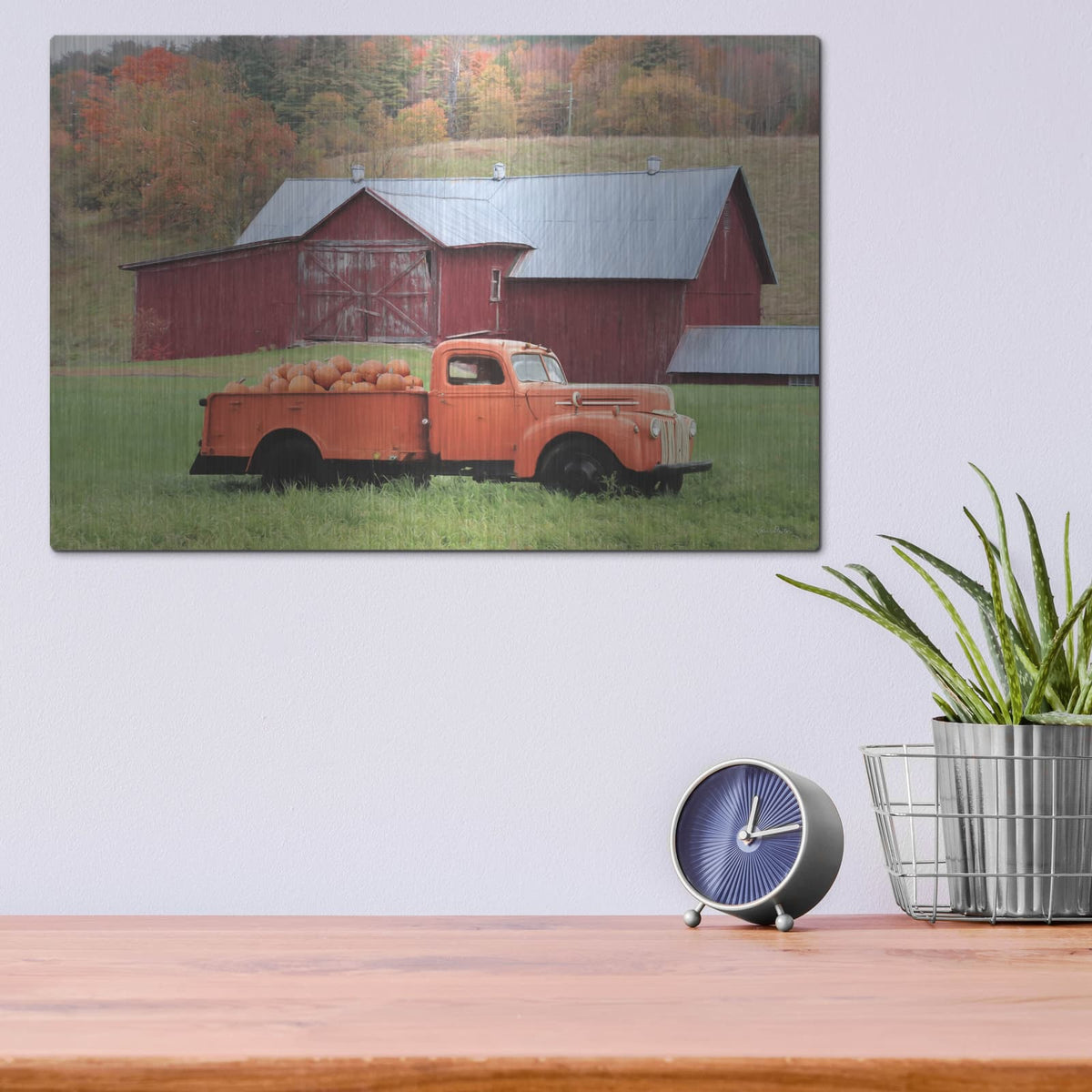 'Orange Pumpkin Truck' by Lori Deiter – Metal Wall Art, 16x12 room view