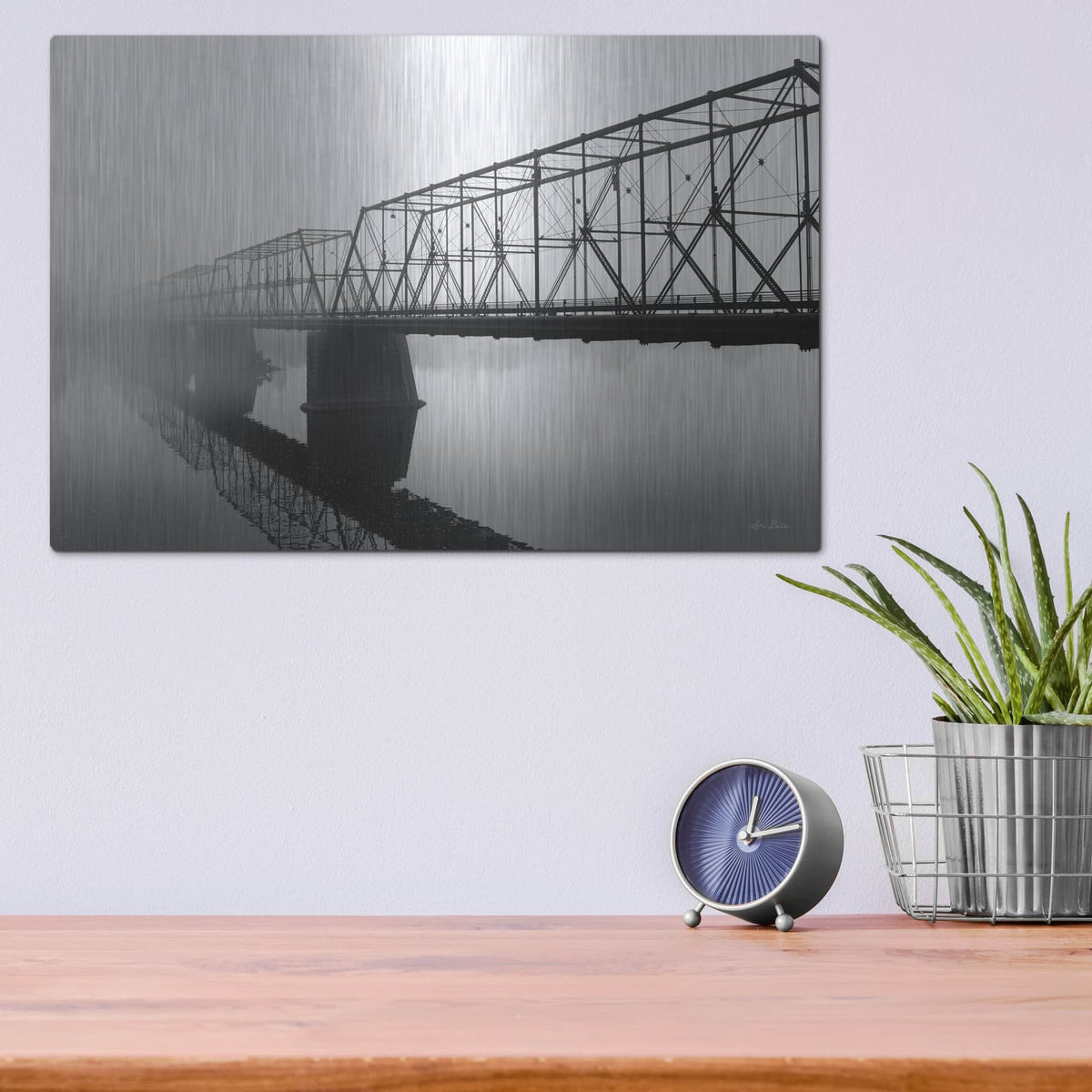 'Foggy Morning Bridge' by Lori Deiter – Metal Wall Art, 16x12 room view