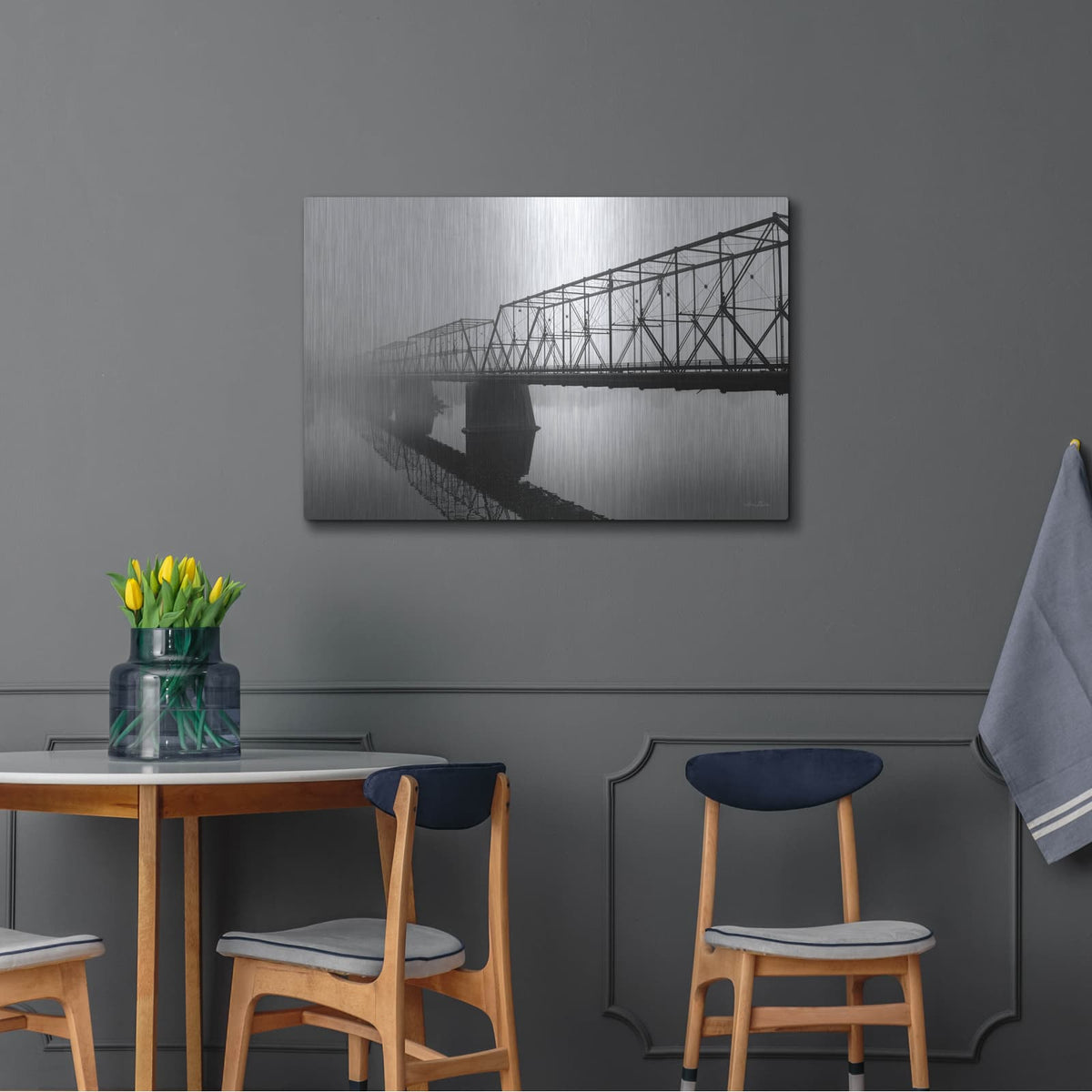 'Foggy Morning Bridge' by Lori Deiter – Metal Wall Art, 36x24 room view