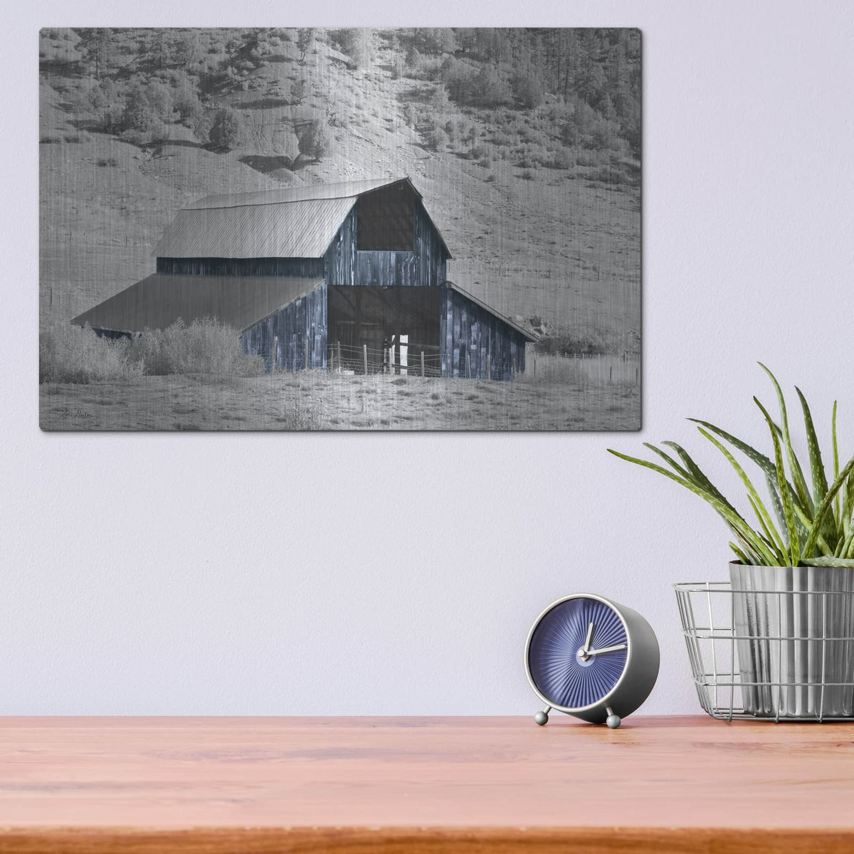 'Blue Barn II' by Lori Deiter – Metal Wall Art, 16x12 room view